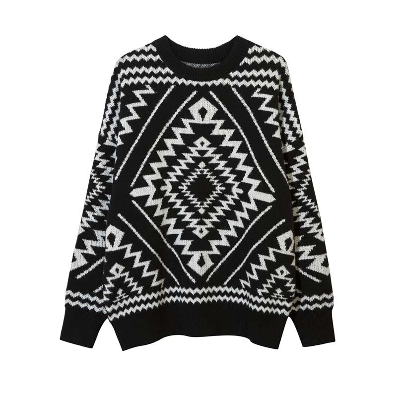 Street Tide Original Design Geometric Totem Sweater For Men