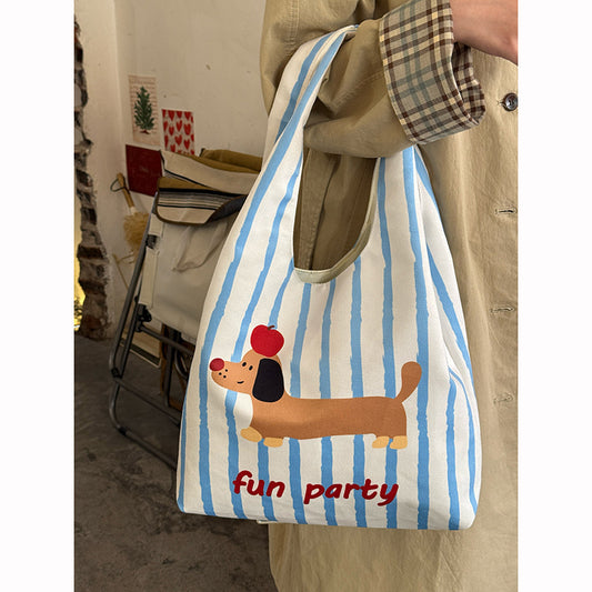 Fashion Painted One-shoulder Canvas Cloth Bag For Women