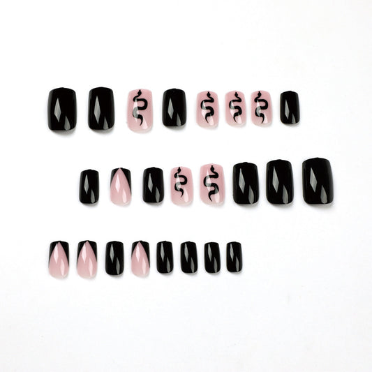 Nail Patch Wearing Black Bevel French