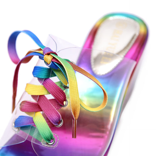 Colorful lace high heel sandals and slippers