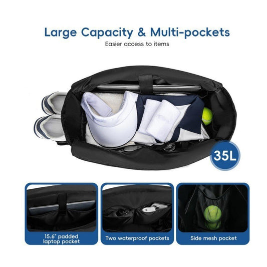 Multi-functional Tennis Tote With A Shoe Compartment And Oversized Quilting