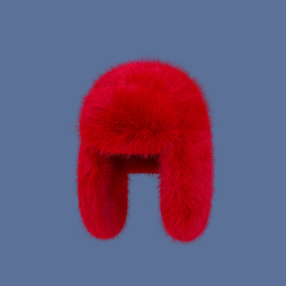 Blå Minkfløjl Ushanka Dame Nordøst Plys Hjelm