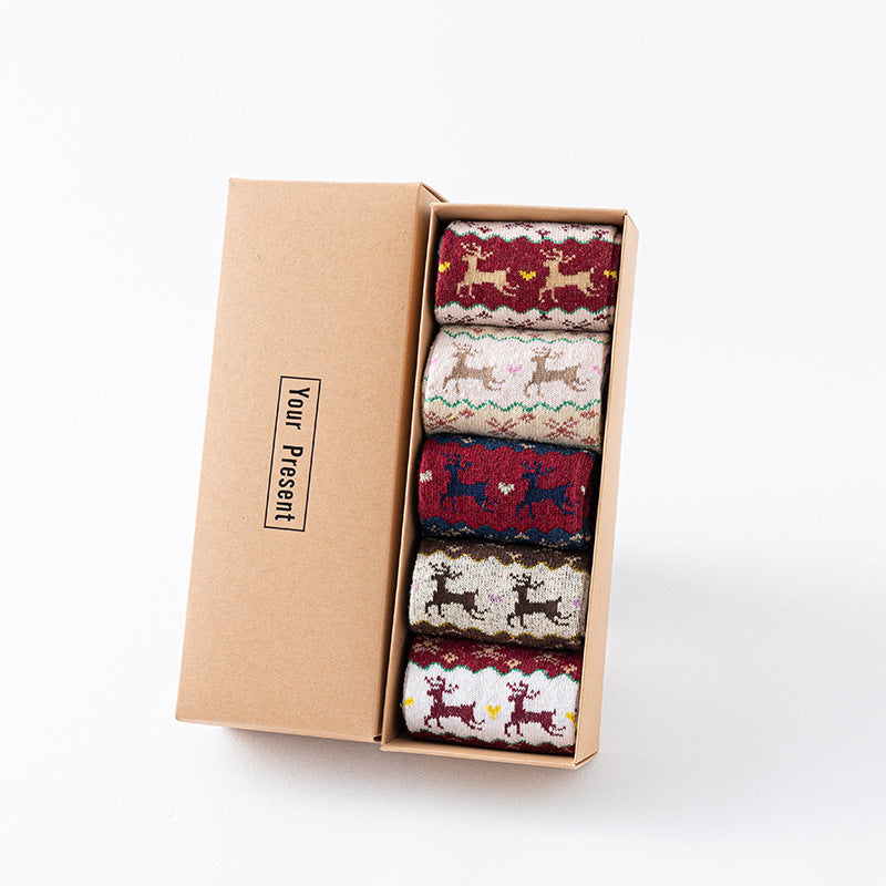 Boxed Christmas Stockings New Autumn And Winter Ladies Warm Wool Socks