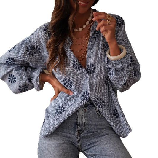 Women's Slimming Casual Loose-fitting Top With A Small Stand-up Collar