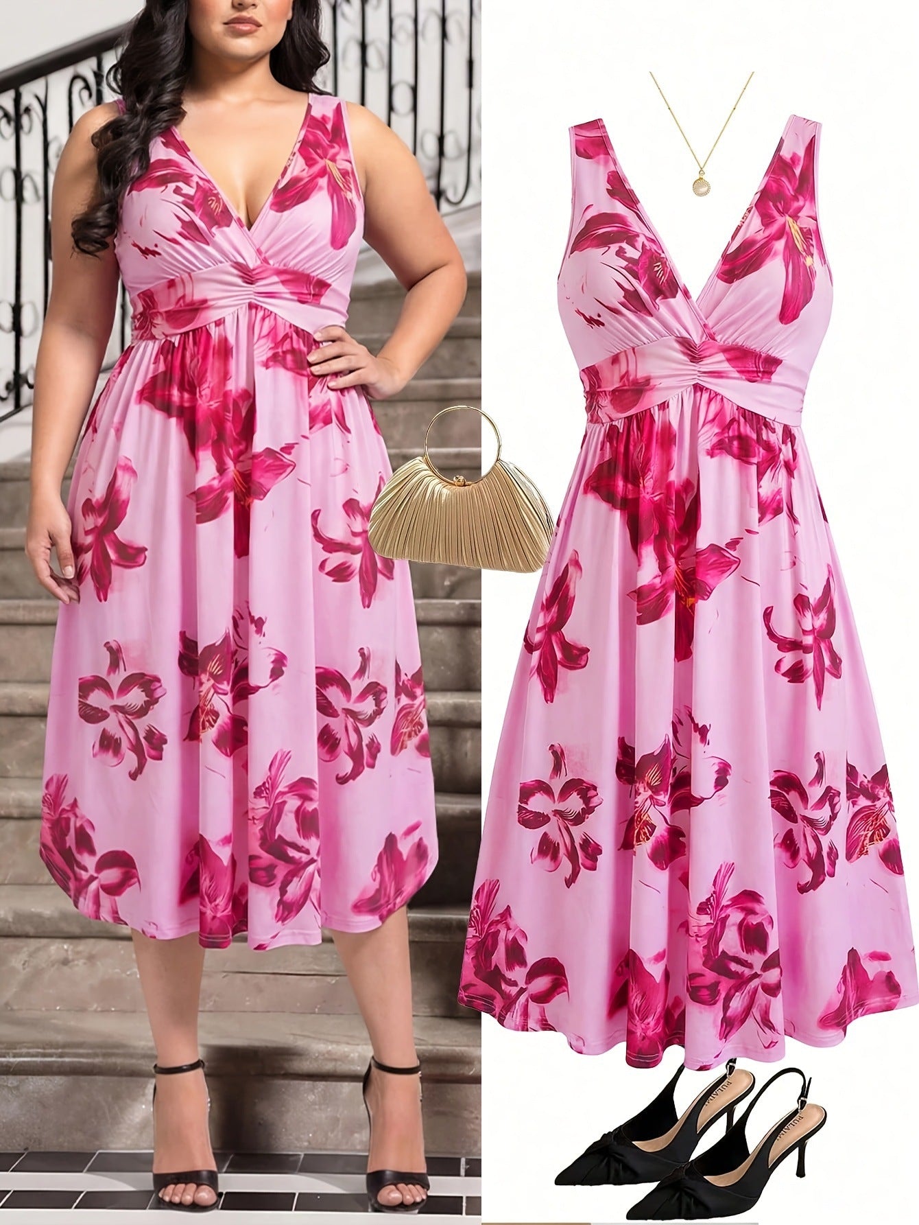 Womens Elegant Bohemian-Style Printed Dress