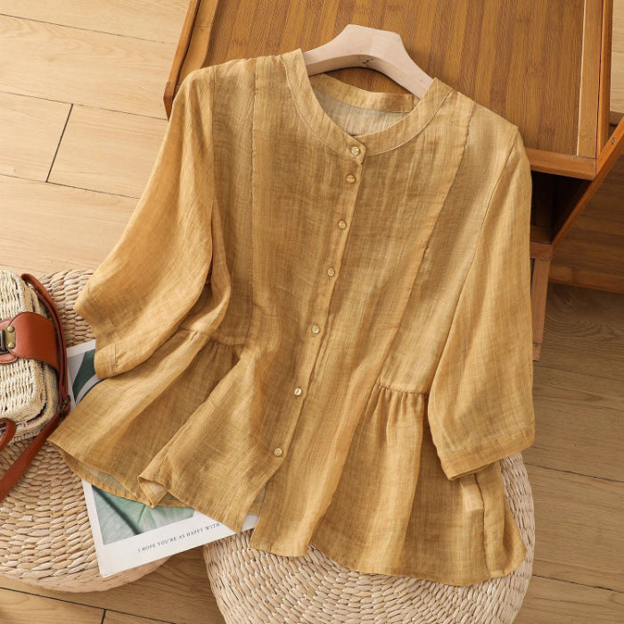New Loose Slimming Temperament Casual Cotton Linen Top