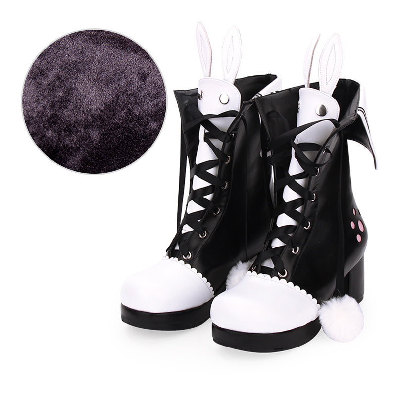 Lapel embroidered cotton boots