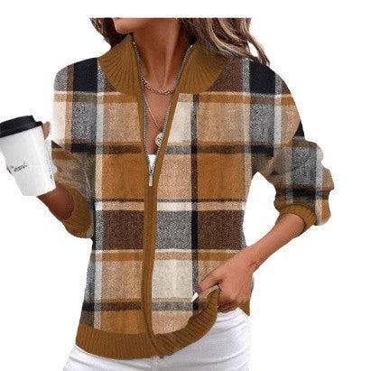 Women's Large Checks Style Women's Woolen Jacket Plaid Autumn And Winter New