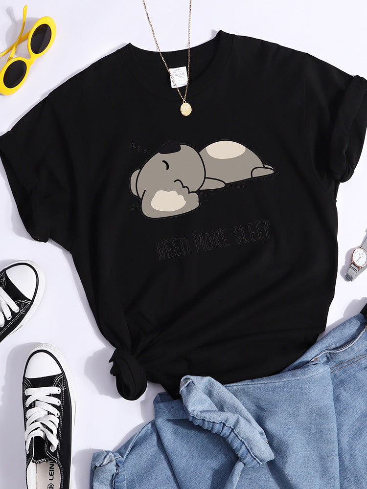 Mønstret T-shirt Moderigtig Printet Mode Løs T-shirt Kat