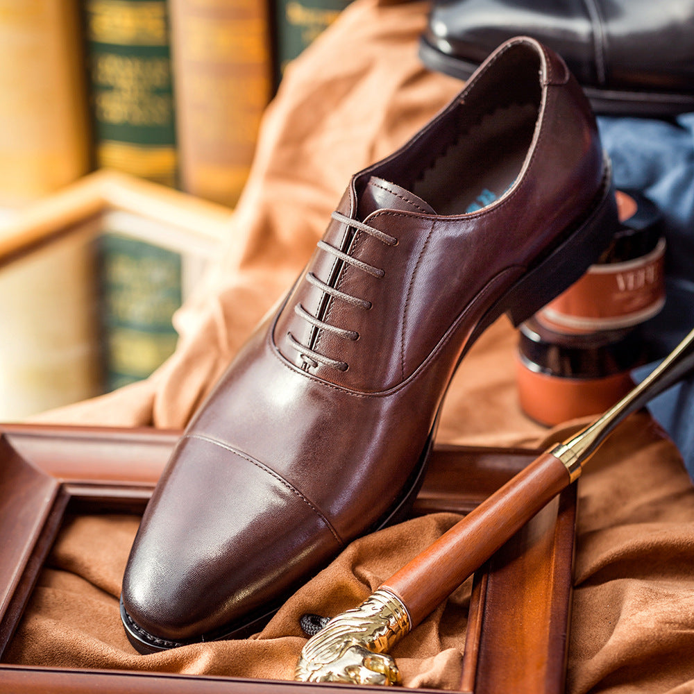 Cowhide Low-Top Light Sole Men's Leather Shoes