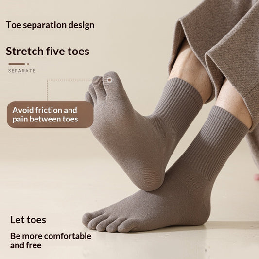 Mens Five-Toe Business Socks Pure Cotton Odor-Resistant