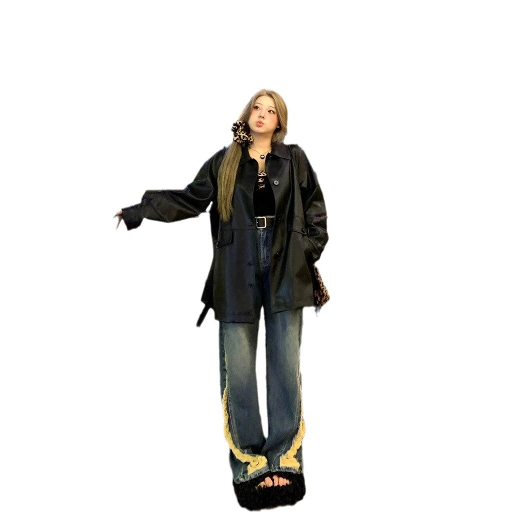 Women's Retro Make Old Ripped Jeans