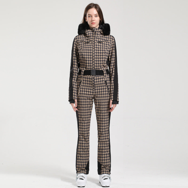 One-piece Ski Suit Female Professional Double-board Thickened Warm
