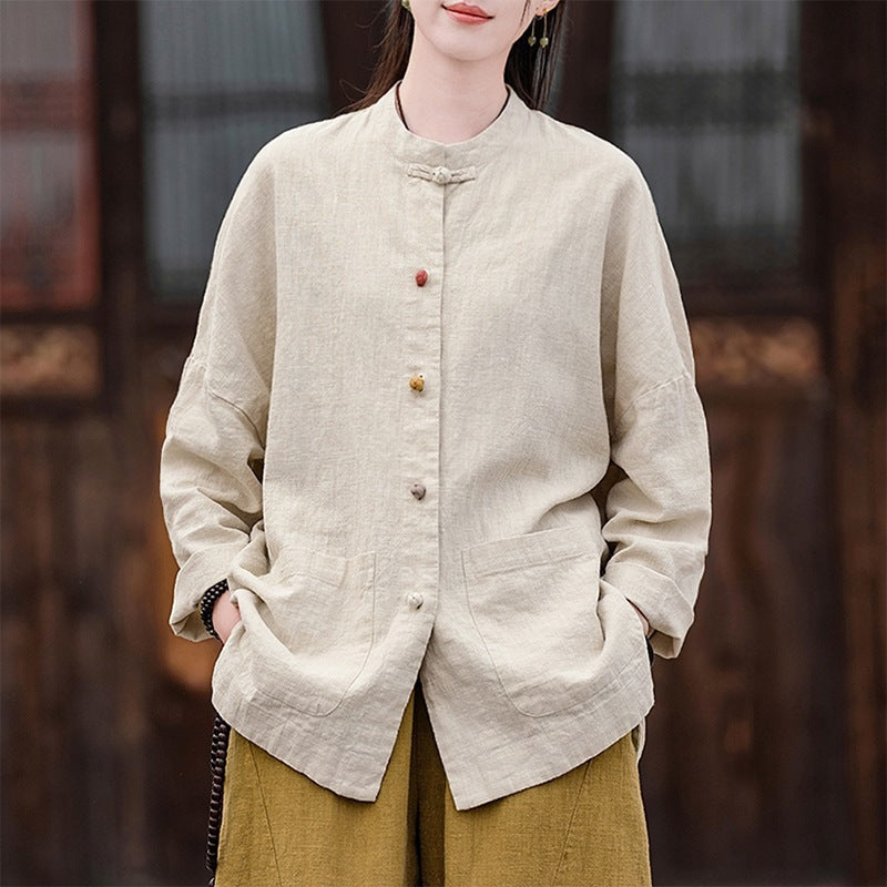 Retro Chinese-style Women's Blouse For Spring And Autumn