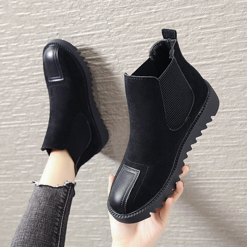 Women's flat bottomed short tube thick bottom cotton boots