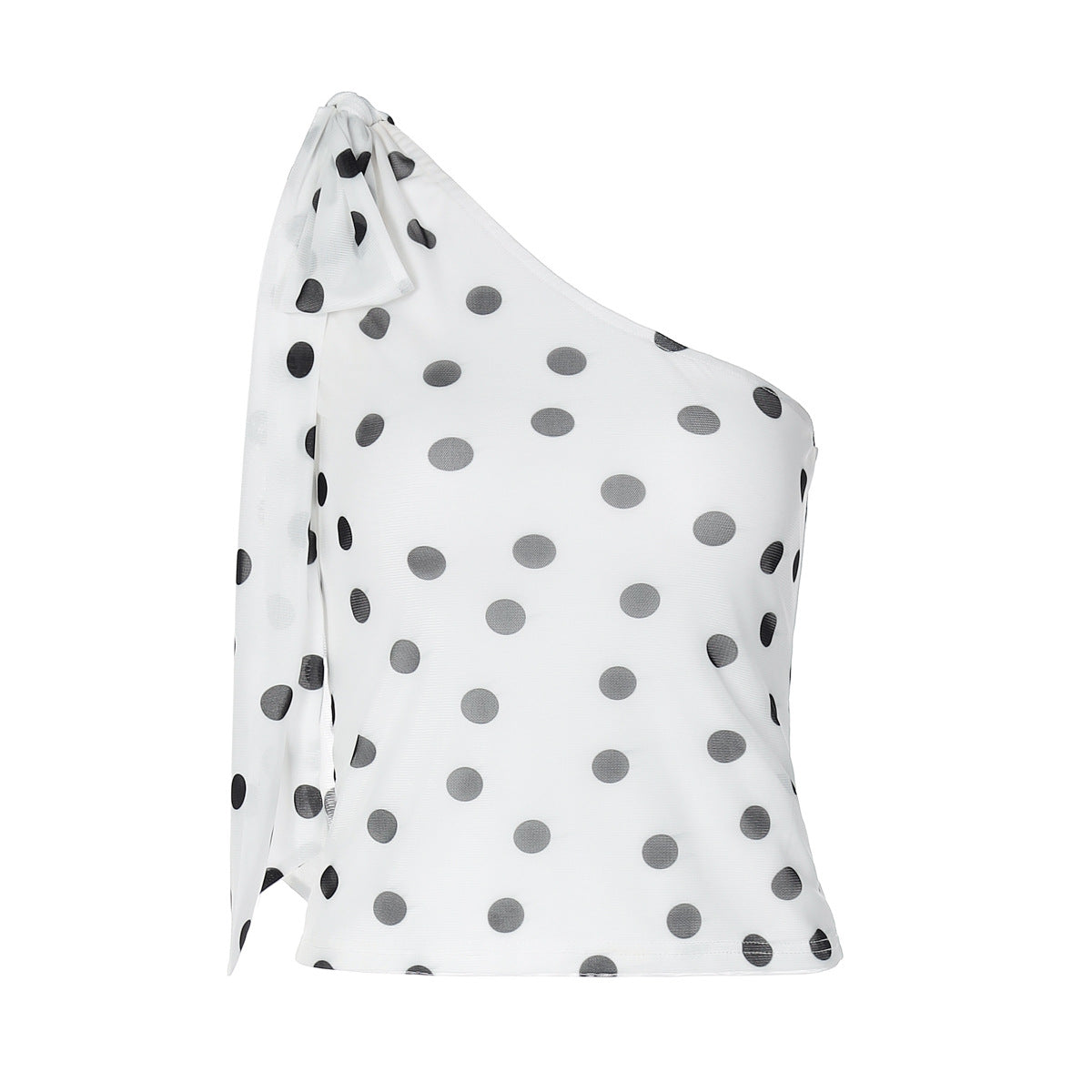 Summer New Product Wave Dot Printed Single Shoulder Top