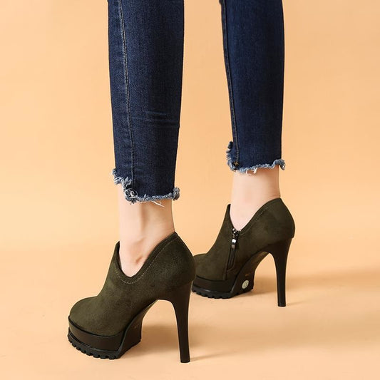 Women's Platform Round Toe Versatile Stiletto Shoes