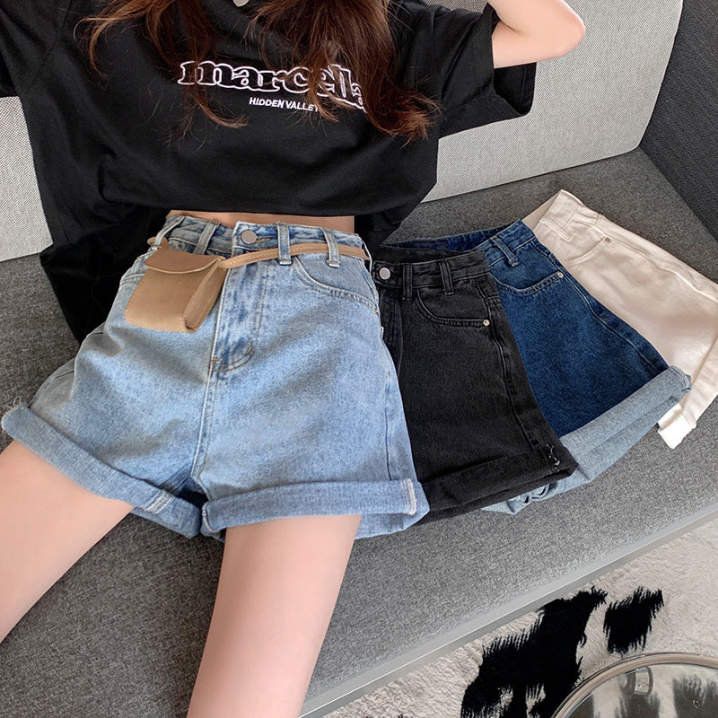 High Waist Denim Shorts Straight And Loose