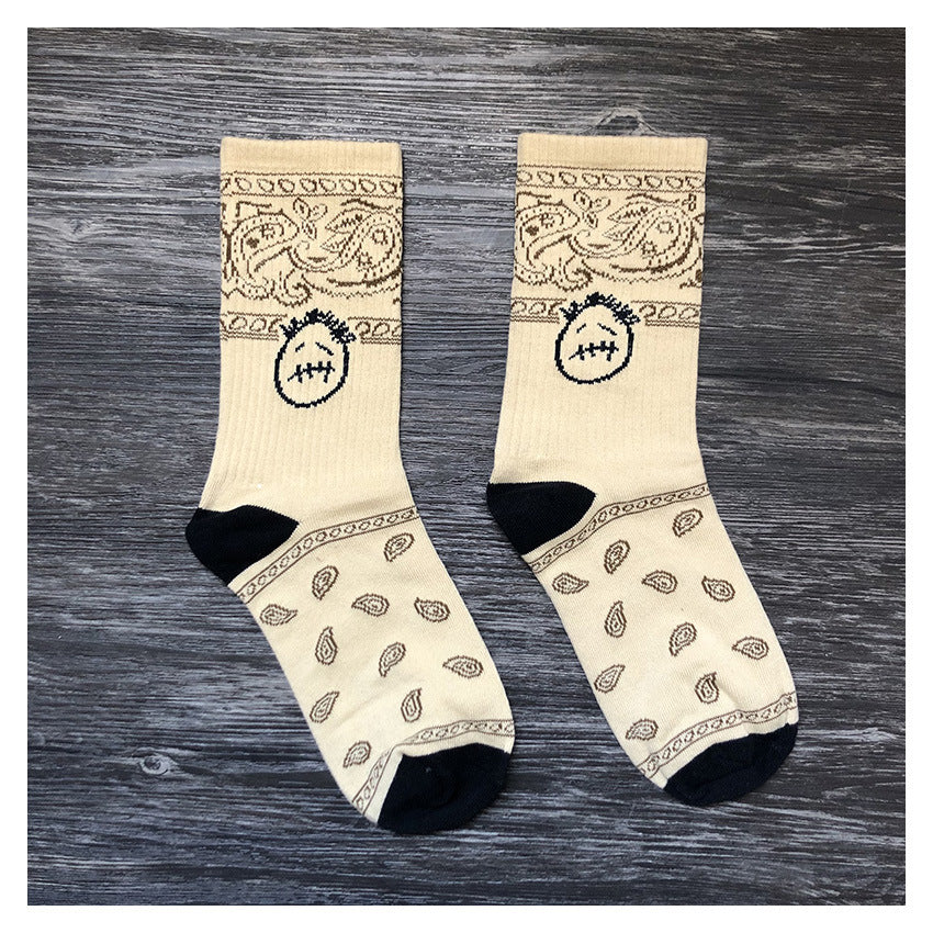 Cashew flower letter expression cotton sports socks