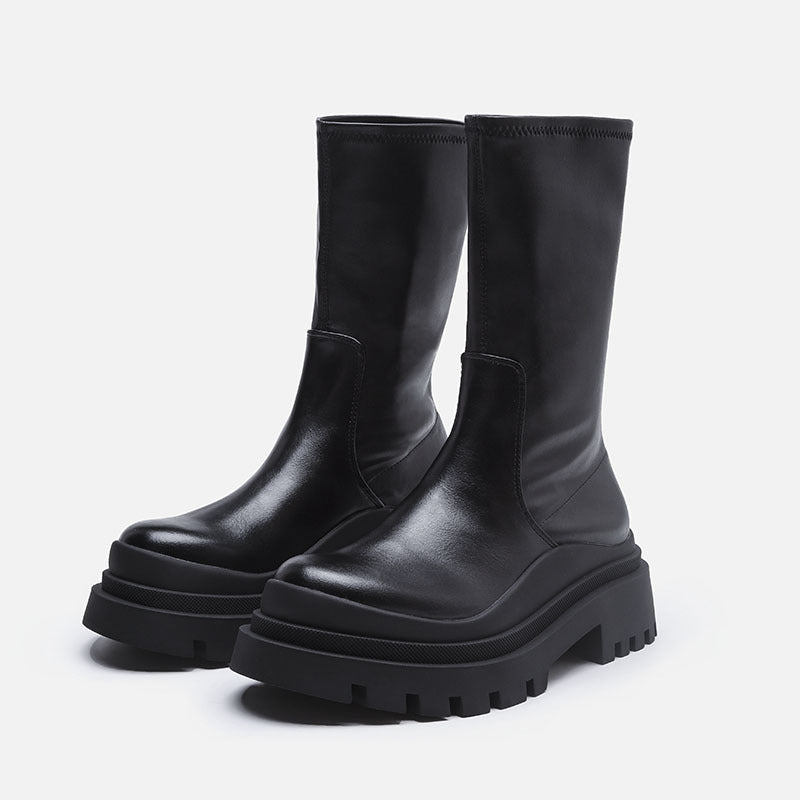 Women's English Small Platform Martin Boots