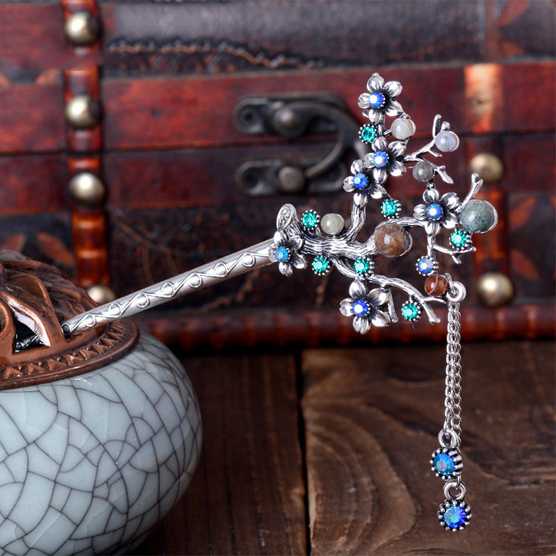 Ancient silver branch hairpin