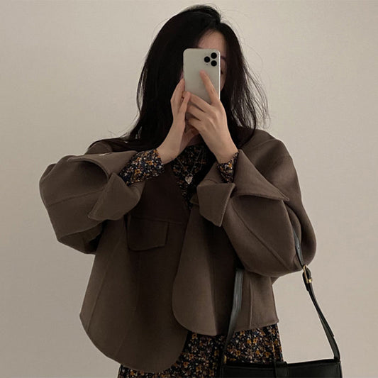 Temperament Retro V-neck One-button Loose All-match Casual Jacket