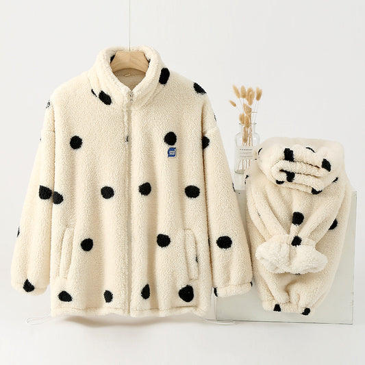 Women's Flannel Thickened Zippered Two-Piece Pajamas