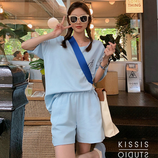 Loose Korean-style Student Cotton Casual Two-piece Set