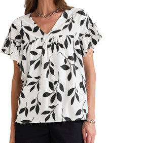Linen Direct-to-garment Printed Casual Short-sleeve Top