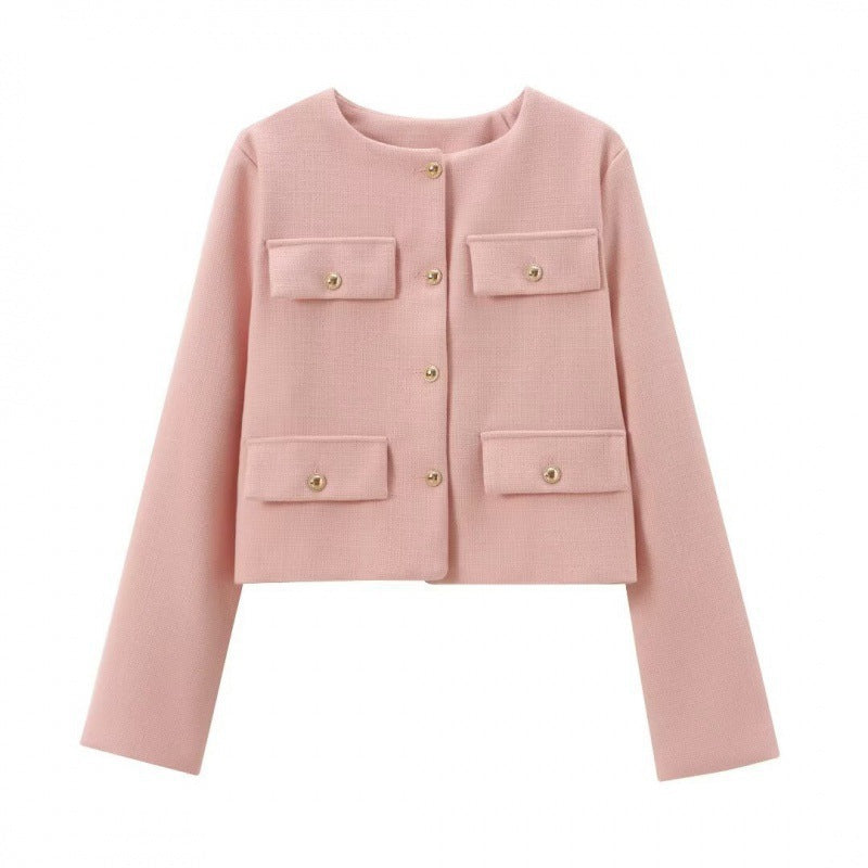 Fashion Casual All-match Flip Trim Short Coat