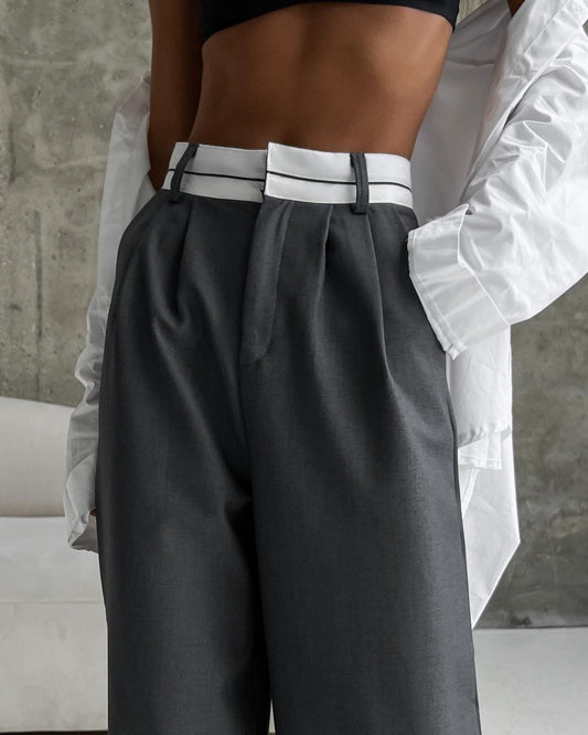 Women's Solid Color Fashion Slimming Casual Mopping Suit Pants
