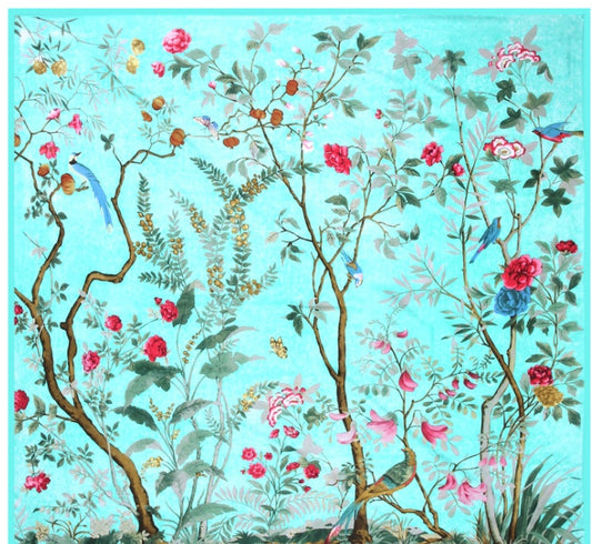Scarf Twill Silk Shawl Large Square Sunscreen 130cm Flower And Bird Jungle