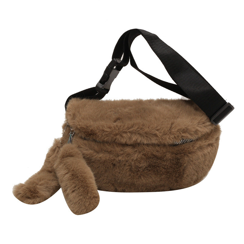 Women's Fashion Shoulder Fur Messenger Bag