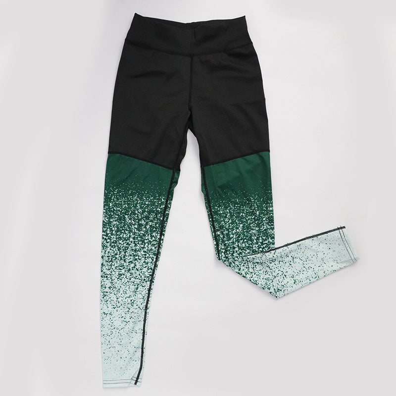 Strækbare yogabukser med digitalt print af stjernehimmelgradient