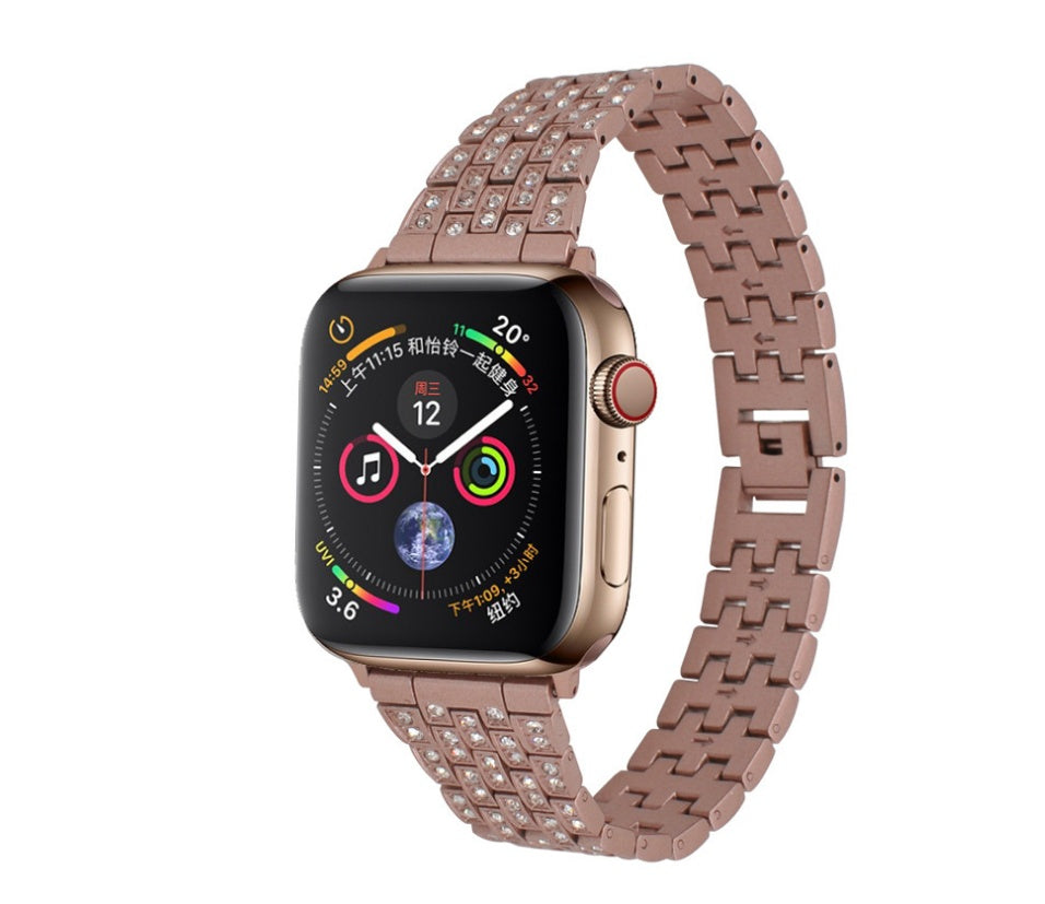Diamond-studded metal strap