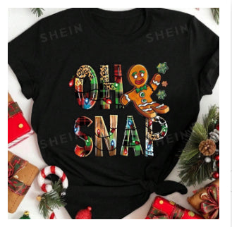 Women's Casual Versatile Christmas Printed Short Sleeved Shirt