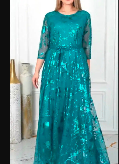 Summer New Style Gauze Round-Neck Womens Robe Dress