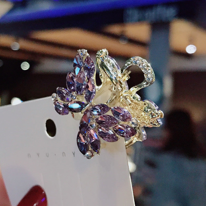 Crystal Bow Hairpin Cute Girl Back Of Head Clip Small Lairpin