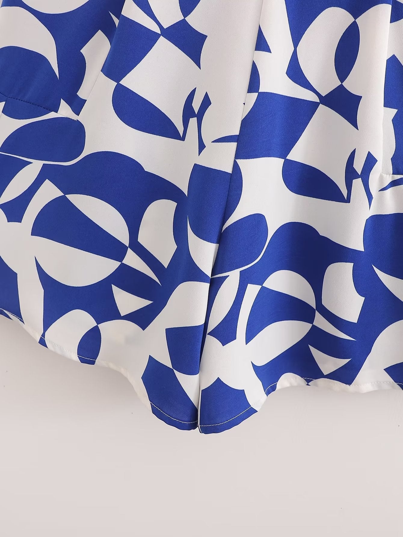 Womens Blue-Print Jumpsuit Shorts From Europe And The US