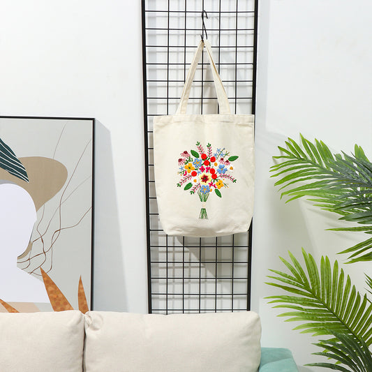 Hand-embroidered Canvas One-shoulder Handbag