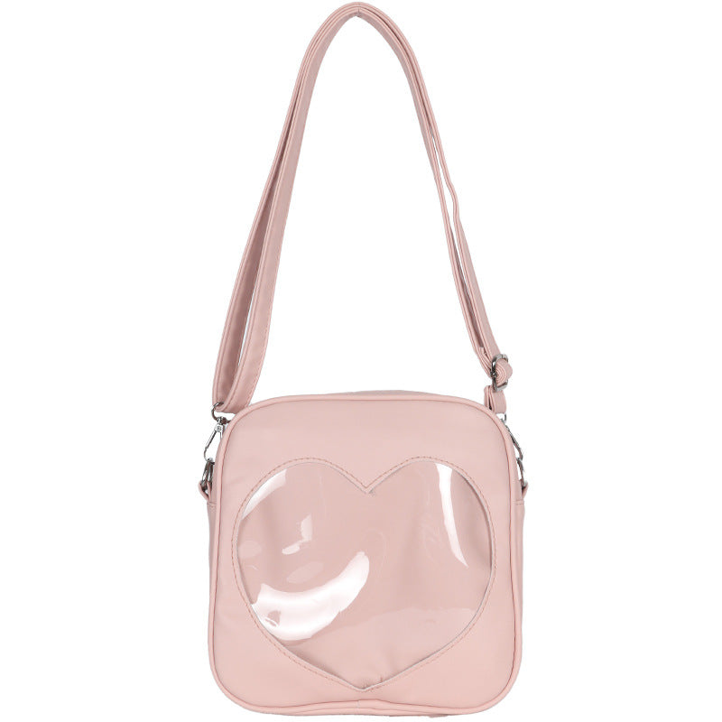 Uniform Cute Student Transparent Love Pu Crossbody Bag