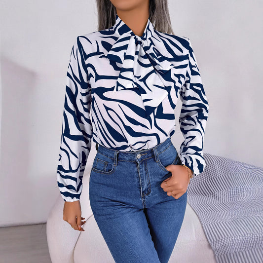 Elegant Contrasting-Color Striped Top For Women