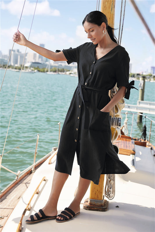 Badedragtsbluse i rayon til stranden