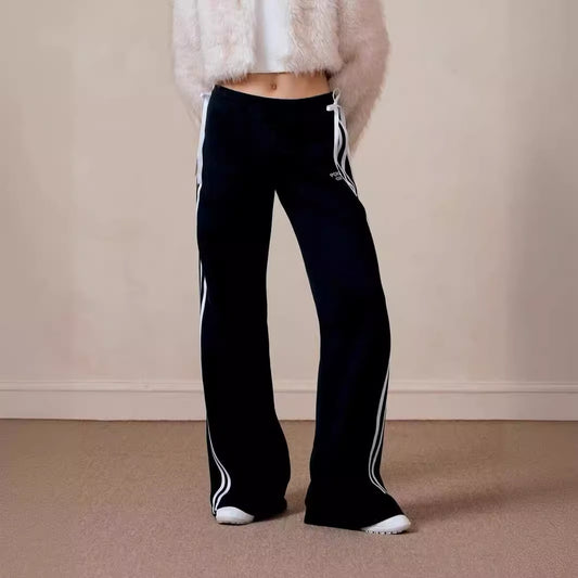 Bow Bandage Sweatpants Women's Straight Wide Leg Casual Sports Pants