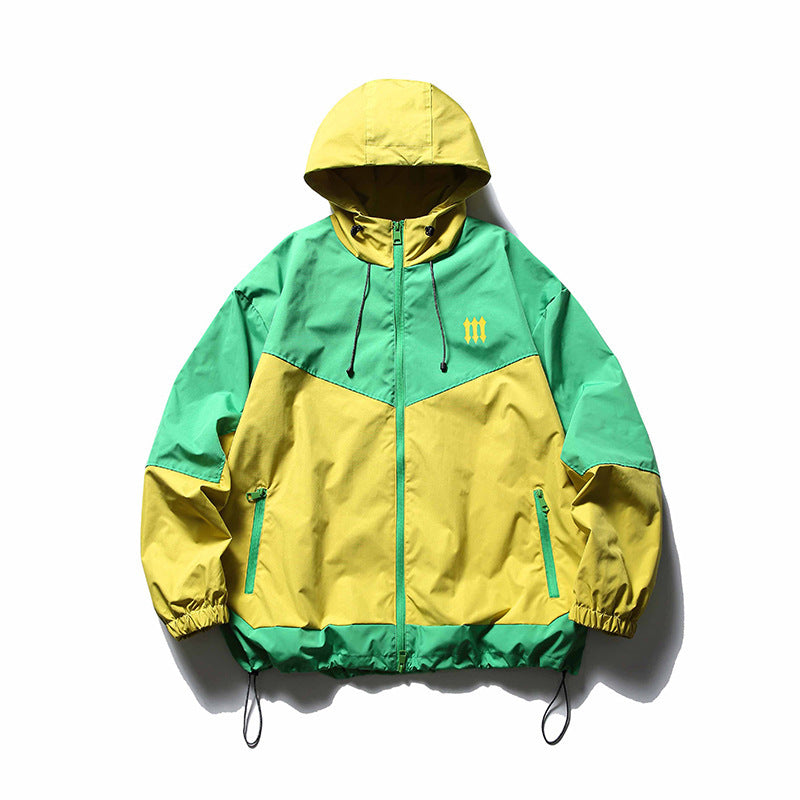 Men's Outdoor Color Contrast Patchwork Tooling Shell Jacket