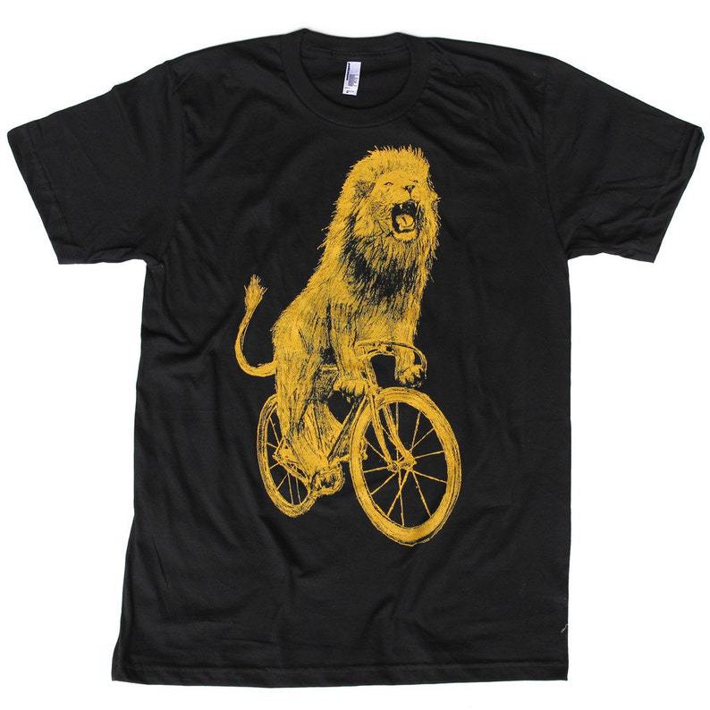 Bicycling Lion Shirt Screen-Printed Unisex Shirt