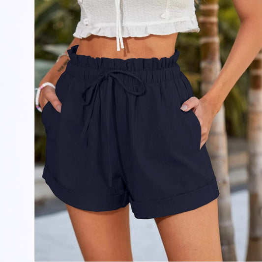 European American Summer New Solid Color Loose Casual Fashion Shorts For Women