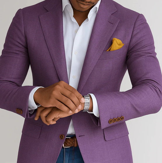 Men's Single Row Two Button Plaid Blazer