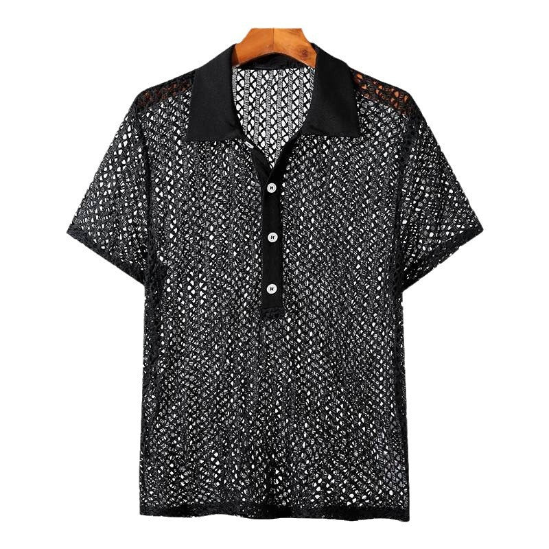 Men's Solid Color Versatile Lapel Knitwear