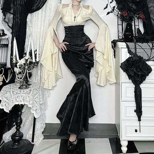 Irregular High-waist Figure-flattering Versatile Long Skirt